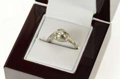 18K White Gold Art Deco Diamond Filigree Engagement Ring