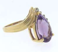 Charming Pear Shaped Amethyst and Diamond Ring