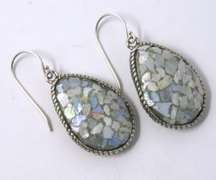 Sterling Silver Signed Gemstone Dangle Earrings