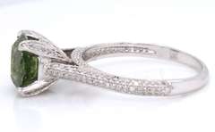 Powerful White Gold 3cts Green Diamond Ring