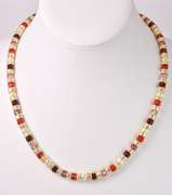 Ravishing Red Hand Blown Italian Art Glass and Gold Plated Beads Necklace, Bracelet, and Earrings