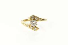 14K Yellow Gold 0.46 Ctw Classic 1950's Diamond Engagement Ring