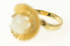 14K Yellow Gold Retro Natural Opal Swirl Bypass Statement Ring
