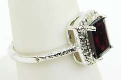 Emerald Cut Garnet & Diamond Accent Ring, 7