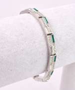 Green and White Crystal Bracelet in Sterling Silver