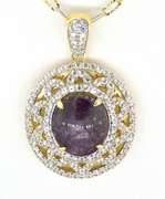 Magnificent Massive 17.00CTS Cabochon-Cut Natural Star Ruby & White Sapphire Necklace in Vermeil