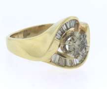 Romantic Fancy Brown in Baguette Diamond Halo Semi