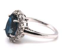 Sterling Silver Blue and White Cubic Zirconia Ring
