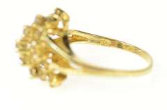 14K Yellow Gold Diagonal Diamond Cluster Bypass Statement Ring