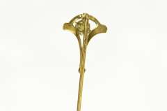 14K Yellow Gold Victorian Peridot Ornate Etched Stick Pin