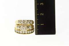 14K Yellow Gold 0.72 Ctw Retro Diamond Engagement Bridal Set Ring