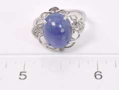 Fantastic 8.27CTS Star Tanzanite and 0.09CTW Diamond Ring in Sterling Silver