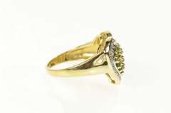 10K Yellow Gold Pave Emerald Diamond Halo Heart Cocktail Ring