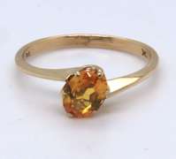 Amazing Yellow Gold oval Shape Orange Sapphire Bypass Ring