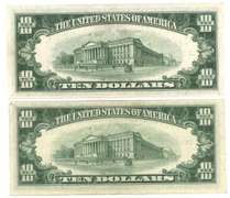 Nice XF 1953-A & Crisp Unc 1934-D $10 Silver Certificates