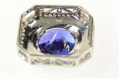 18K White Gold 9.50 Ctw Tanzanite Diamond Squared Slide Pendant
