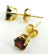 14K Round Red Garnet Stud Earrings