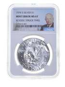 MS67 Mint Error 1974-S Eisenhower Silver Dollar - Rev Struk Thru - NGC