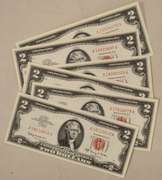 6 1963 A Series CH CU $ 2 Red Seal Notes