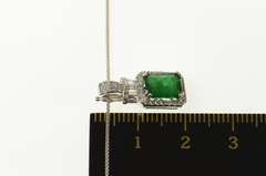 14K White Gold Effy 1.10 Ctw Natural Emerald Diamond Halo Necklace