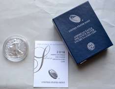 2018 W Uncirculated Silver Eagle With Box & Paper