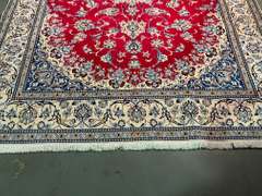 SIGNED SILK &WOOL PERSIAN NAIN RUG 7x10