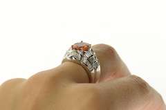 18K White Gold 5.23 Ctw Orange Sapphire Diamond Engagement Ring