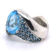 Charming White Gold Blue Topaz Cokctail Ring