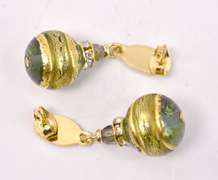 Amazing Italian Made, Hand Blown Art Glass and Gold Links Bracelet and Earrings