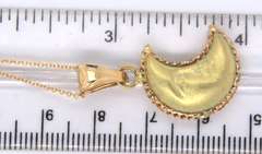 Charming 18kt 2Finish Half Moon Pendant on Chain