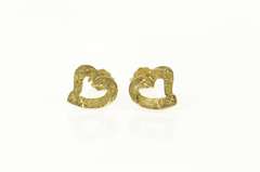 10K Yellow Gold Textured Diamond Cut Heart Love Symbol Earrings