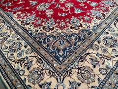 SIGNED SILK &WOOL PERSIAN NAIN RUG 7x10