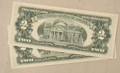 2 Consecutive 1963 A CH CU $ 2 Red Seal US Notes