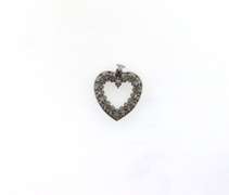 14k White Gold Heart Pendant Encrusted with Diamonds