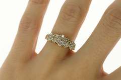 14K Yellow Gold 0.98 Ctw Round Diamond Cluster Engagement Ring