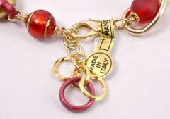 Darling Italian Made, Hand Blown Art Glass and Gold Links Bracelet and Earrings