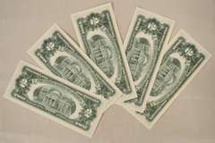 5 Consecutive CH CU $ 2 1963A US Notes