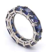 Sterling Silver Navy Cubic Zirconia Band