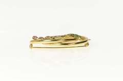 14K Yellow Gold Victorian Enamel Seed Pearl Foxglove Flower Pin/Brooch