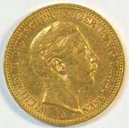 Very Scarce BU 1874 Germany (Prussia) 20 Marks Gold Piece