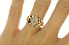 14K Yellow Gold 0.47 Ctw Classic Diamond Cluster Statement Ring