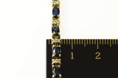 14K Yellow Gold Oval Sapphire Diamond Accent Tennis Bracelet