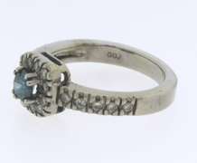 Gorgeous White Gold Blue Diamond Halo Ring