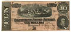 Crisp Unc 1864 $10 Confederate States of America Note (T-68)
