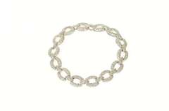 14K White Gold 9.63 Ctw Pave Diamond Oval Chain Tennis Bracelet