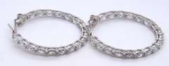Sterling Silver White Cubic Zirconia Hoop Earrings