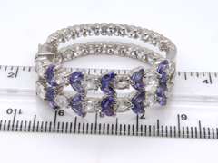 Sterling Silver Blue and White Cubic Zirconia Hoop Earrings