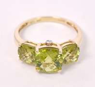 Lavish Ladies Peridot Ring in 14K Yellow Gold