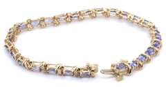Handsome Yellow Gold Tanzanite and Diamond Bracelet