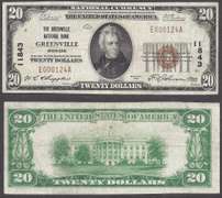 $20 1929 NBN Greenville National Bank Greenville, MI
